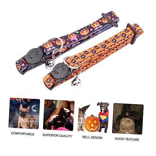 2Stücke Halloween Katzenhalsband mit Glocke Verstellbares Haustierhalsband für Partys und Outdoor Aktivitäten 2Stücke Halloween Katzenhalsband mit Glocke Verstellbares Haustierhalsband für Partys und Outdoor Aktivitäten von VICASKY