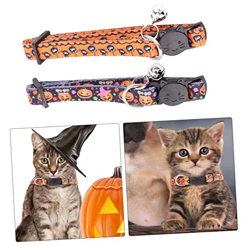 2Stücke Katzenhalsband Halloween Verstellbare mit Glocken für Haustiere Modisches Design Sicher und Langlebig für Festlichkeiten von VICASKY