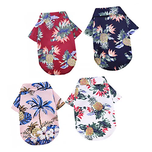 4 Stück Hawaiianisches Hundeshirt mit Ananas Print für Atmungsaktiv und Bequem für Strand Camping und Partys für Kleine bis Mittelgroße 4 Stück Hawaiianisches Hundeshirt mit Ananas Print für Atmungsaktiv und Bequem für Strand Camping und Partys für Kleine bis Mittelgroße von VICASKY