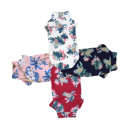 4Stücke Hawaiianisches Haustierhemd für Teiliges und Weinrot Atmungsaktive Sommerbekleidung mit Knopfverschluss für Strand Reisen Partys 4Stücke Hawaiianisches Haustierhemd für Teiliges und Weinrot Atmungsaktive Sommerbekleidung mit Knopfverschluss für Strand Reisen Partys von VICASKY
