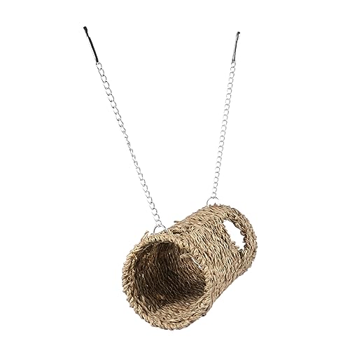 Pet Tunnel House aus Stroh für Hamster Woven Nest mit Hängenden Ketten und Rückzugsort für Kleine Haustiere für Nager und Spielspaß Pet Tunnel House aus Stroh für Hamster Woven Nest mit Hängenden Ketten und Rückzugsort für Kleine Haustiere für Nager und Spielspaß von VICASKY