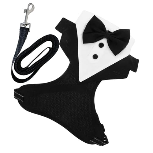 VICASKY Hundegeschirr mit Smokingweste Hochzeitsanzug für Hunde mit Integrierter Leine Hundekostüm für Partys Bequeme Passform für Hunde Geeignet von VICASKY