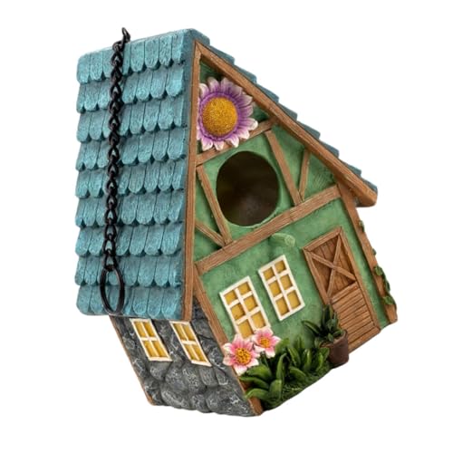 VICASKY 1 Stück Hängendes Vogelhaus Harz Vogelnest für Garten und Terrasse Gartendekoration Schützt Vögel vor Kälte und Nässe Einfache Anbringung mit Haken Rustikaler Stil für von VICASKY