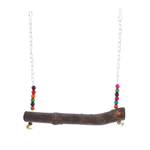 VICASKY 1 Stück Holz Vogel für Haustiere Bunte Schaukel mit Glocken für Papageien und Hühner Langlebig und Sicher Klettern von VICASKY