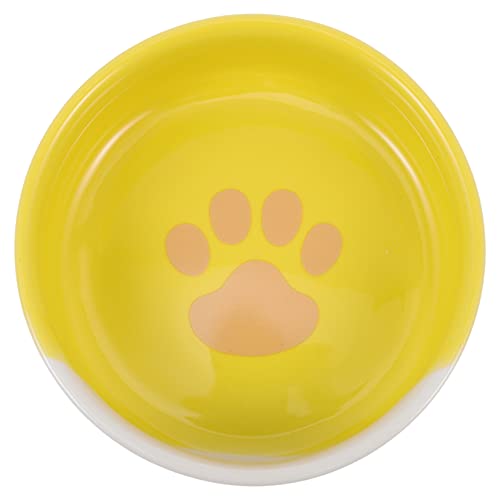VICASKY 1 Stück Katzenfutternapf aus Keramik mit Rutsch Boden für Katzen und Kleine Hunde Gelbes Bären Design Leicht zu Reinigen und Langlebig von VICASKY