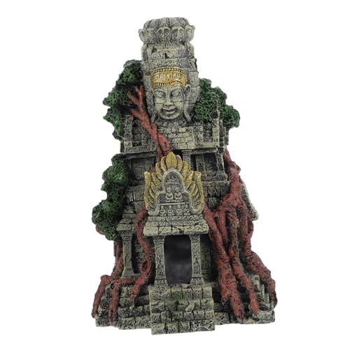 VICASKY 1 Stück Resin Tempel Ornament für Fischbehälter Sichere und Einfach zu Reinigende für Süß und für Verstecke und Zuchtplätze von VICASKY
