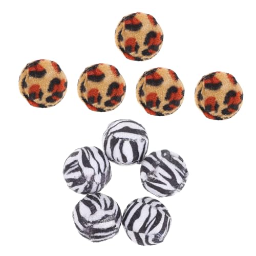 VICASKY 10 Stück Interaktive Katzenspielzeug Bälle Leopard Muster Katzenspielzeug für Drinnen Leicht und Langlebig für Kätzchen und Katzen zur Spielverhaltens Zufällige von VICASKY