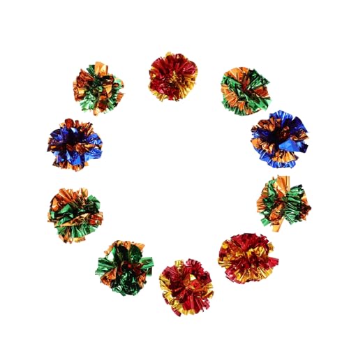 VICASKY 10 Stück Teiliges Bunte Leichte Crinkle Bälle Katzen Geräuschaktive Strapazierfähige Indoor Katzenspielbälle für Kätzchen Langlebiges Sicheres Katzenspielzeug zur Zufällige Farbe von VICASKY