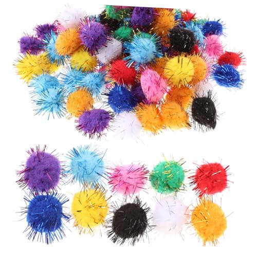 VICASKY 100 Stück 20mm Flauschige Bälle Katzenspielzeug Pompons in Gemischten Farben Für Selbstgemacht Bastelarbeiten Kreative Dekorationen Und Schulprojekte von VICASKY