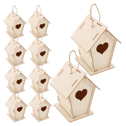 VICASKY 12 Stück Teiliges DIY Vogelhaus aus Natürlichem zum Bemalen und Zusammenbauen Robustes Vogelhäuschen für Garten Kreative Outdoor Holzbastelei Unbemaltes Futterhaus für Vögel von VICASKY