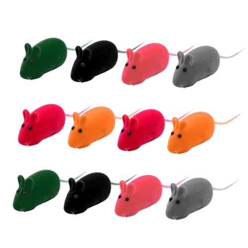 VICASKY 12 Stück Teiliges Plüsch Mäuse Katzenspielzeug Bunte Cartoon Spielmäuse für Katzen und Hunde zur Beschäftigung und Krallenpflege Robustes Kuscheltier für Aktives von VICASKY