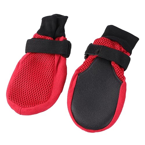 VICASKY 1Satz Atmungsaktive Hundestiefel aus Mesh mit Rutschfester Sohle Pfotenschutz für Mittelgroße Rot und Outdoor Aktivitäten von VICASKY