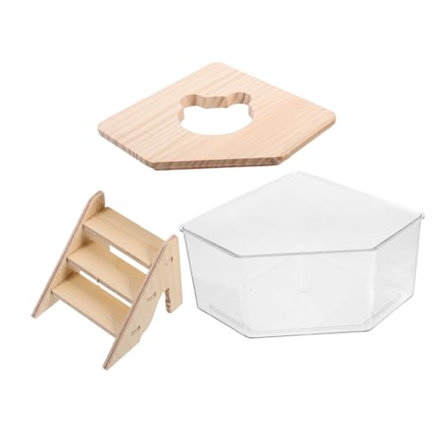 VICASKY 1Satz Hamster Sandbad Box Transparente Badesandkasten für Kleine Haustiere mit Rampe für Hamster Mäuse und Chinchillas Teiliges von VICASKY