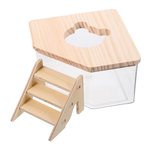 VICASKY 1Satz Hamster Sandbad Box Transparente Badewanne Für Hamster Und Kleine Nager Teilig Mit Rampe Zu Reinigen Vielseitig Einsetzbar Als Toilette Oder Badewanne von VICASKY