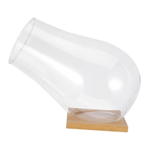 VICASKY 1Satz Klarglas Terrariumschale mit Bambustablett Transparente Flasche für Mikrolandschaft Dekorativer Pflanzenbehälter für Hochzeiten Garten und Terrassendeko von VICASKY
