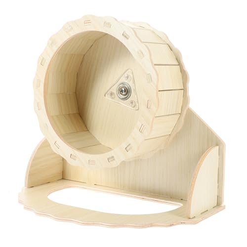 VICASKY 1Satz Kreatives Hamster Laufradspielzeug aus Holz mit Halterung Leise für Hamster Rennmäuse und Fördert Bewegung und Spielspaß für Kleine Haustiere von VICASKY