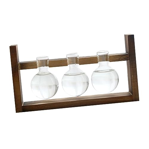 VICASKY 1Stück Holzregal Mit Glasvase Hydroponische Pflanzenvase Für Moderne Desktop Dekoration Vase Für Stilvolle Inneneinrichtung Ohne Pflanze von VICASKY