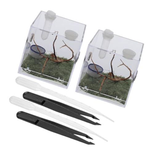 VICASKY 2 Sätze Reptilien Zuchtbox aus mit Atmungslöchern Transparentes Terrarium Leicht und Kompakt Tropfpipette und Pinzette als Feeder Box und Jumping Case VICASKY 2 Sätze Reptilien Zuchtbox aus mit Atmungslöchern Transparentes Terrarium Leicht und Kompakt Tropfpipette und Pinzette als Feeder Box und Jumping Case von VICASKY