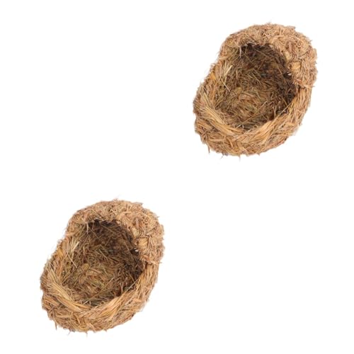 VICASKY 2 Stck. Teiliges Handgewebtes Haustiernest aus Natürlichem Gras Langlebiges Katzenbett mit Atmungsaktivem Robustem Design Dekoratives Nest für Kaninchen Hamster und Kleine von VICASKY
