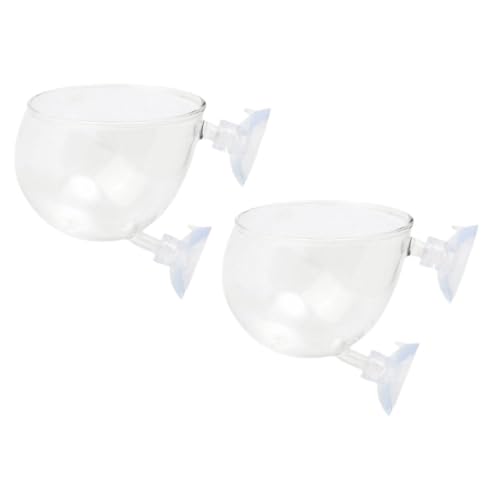 VICASKY 2 Stück Glas Aquarium Pflanzenhalter mit Saugnapf Langlebiger Aquarien Blumentopf für Wasserpflanzen Kompakter Fischfutterhalter zur Einfachen Befestigung im Süßwasser Aquarium von VICASKY