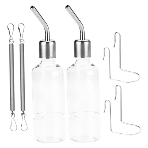 VICASKY 2 Stück Hängender Wasserspender für Kleine Haustiere Edelstahl Trinkflasche mit Auslaufschutz Geeignet für Kaninchen Hamster Meerschweinchen und Andere Kleintiere von VICASKY
