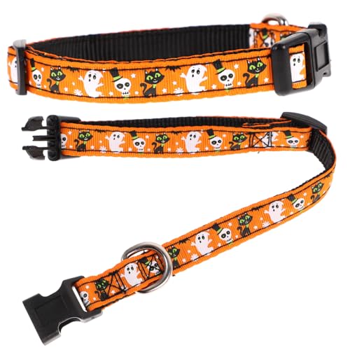 VICASKY 2 Stück Halloween Haustier Hundehalsband Verstellbar Nylon Leine Karikatur Muster für Kleine Mittelgroße Hunde Stilvoll Robust Langlebig von VICASKY
