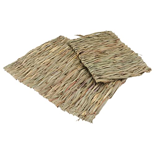 VICASKY 2 Stück Haustier Grasmatte Grashaus Kaninchen Eckhaus Für Zwergkaninchen Fleece Kaninchenkäfig Seegras Hamster Haustier Heizdecke Käfige Hundekäfig Nest Haustier von VICASKY