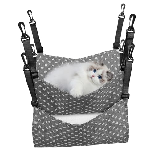 VICASKY 2 Stück Katzenhängematte Verstellbar Atmungsaktive Hängematte für Innenräume Komfortables und Sicheres Schlafbett für Katzen Langlebiges Design für Entspannte Haustiere von VICASKY