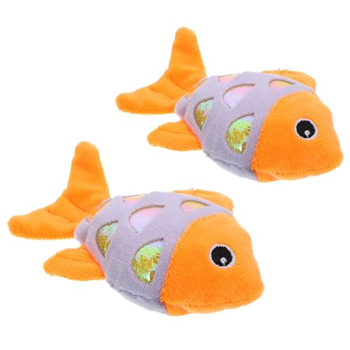 VICASKY 2 Stück Katzenminze Plüschspielzeug Interaktives Kauspielzeug und Schlafkissen für Katzen Robustes Farbenfrohes Fisch Design mit Knisterfolie Fördert Spielspaß und Zahnpflege bei von VICASKY