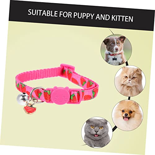 VICASKY 2 Stück Leichtes Katzenhalsband mit Erdbeermuster Verstellbares Hautfreundliches Kätzchenhalsband mit Süßer Frucht Dekoration Waschbar Bequem für Kleine Haustiere und von VICASKY
