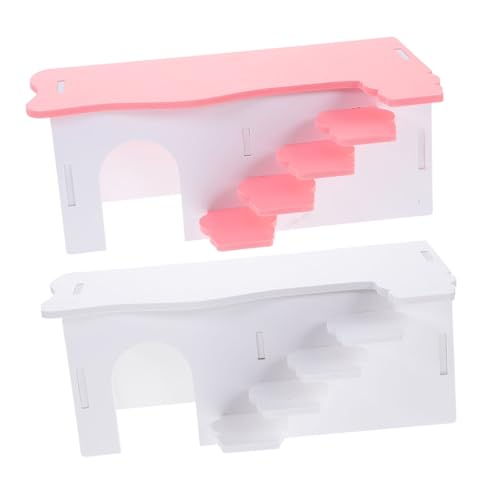 VICASKY 2 Stück Teiliges Hamsterhaus mit Leiter PVC Kleintier Versteckhaus Meerschweinchen Schlafhaus Ratten Unterschlupf für Kleine Nager Langlebig und Komfortabel von VICASKY