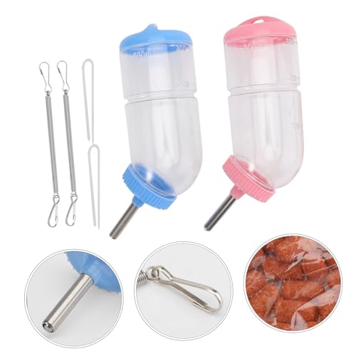 VICASKY 2 Stück Teiliges Haustier Trinkflaschen Edelstahl Wasserspender für Kaninchen Meerschweinchen Chinchillas Auslaufsicher Langlebig Einfache Handhabung Geeignet für Zufällige Farbe von VICASKY