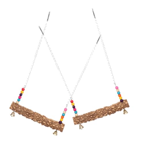VICASKY 2 Stück Teiliges Holz Vogel Sitzstangen Stabile Hühner und Papageien Schaukel Natürlicher Holz Papageien Spielerisches Sitzstangen für Wellensittiche und Sittiche von VICASKY