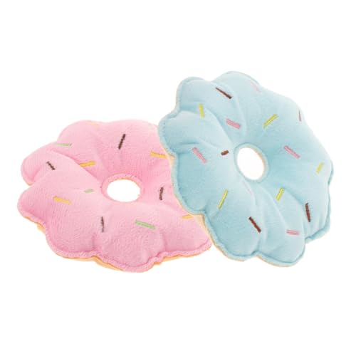 VICASKY 2 Stück Teiliges Hundespielzeug Donut Form Robustes Kauspielzeug aus Plüsch für Kleine Hunde Interaktives Quietschspielzeug Fördert Zahnpflege und Beschäftigung von VICASKY