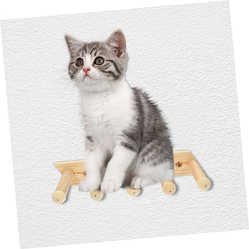 VICASKY 2 Stück Teiliges Katzenwandregal aus Holz mit Stufiger Kletterleiter Stabile und Sichere Katzenkletterwand für Drinnen Mehrstufiges Katzentreppe Wandmöbel zur Natürlichen von VICASKY