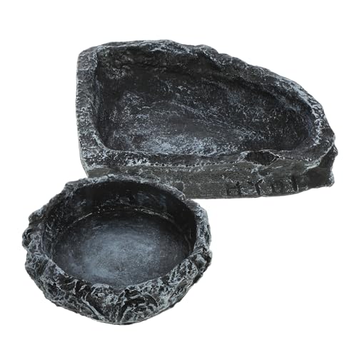 VICASKY 2 Stück Teiliges Reptilien Futter und Wasserschalen Terrariumgeeignet Baummusterbeschichtet aus Robustem Harz Auslaufsicher mit Erhöhter für Echsen Schildkröten und VICASKY 2 Stück Teiliges Reptilien Futter und Wasserschalen Terrariumgeeignet Baummusterbeschichtet aus Robustem Harz Auslaufsicher mit Erhöhter für Echsen Schildkröten und von VICASKY