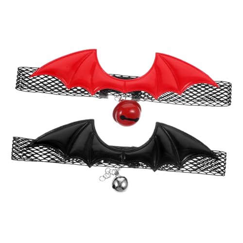VICASKY 2 Stück Verstellbare Katzenhalsbänder mit Glöckchen Leichte Halloween Katzenhalsbänder mit Bat Wing Design Atmungsaktiv und Sicher Geeignet für Kätzchen und Katzen Komfortabel und von VICASKY