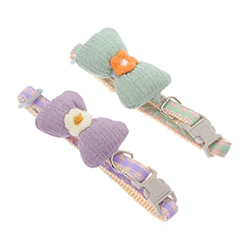 VICASKY 2 Stücke Verstellbares mit Fliege für Welpen Geschmeidiges Festliches Haustierhalsband aus Strapazierfähigem Polyester Dekoratives Haustier Accessoire von VICASKY