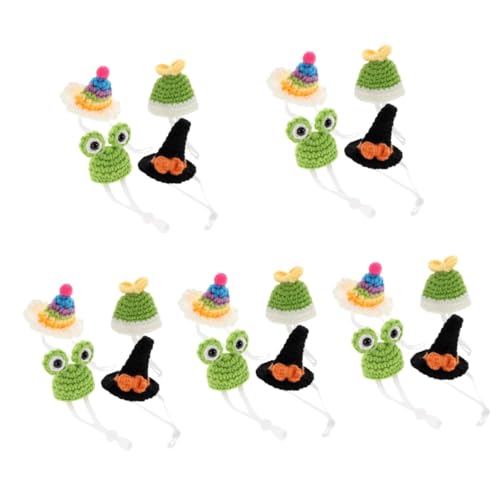 VICASKY 20 Stück Teiliges Mini Haustier Mützchen Gestrickt Verstellbar Leichtes Party Kostüm Zubehör für Hamster Chinchilla Igel Festliche Foto Requisiten für Halloween Weihnachten von VICASKY