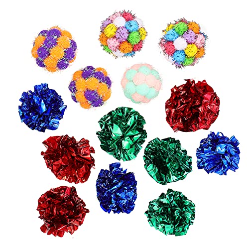 VICASKY 25 Stück Teiliges Katzen Kratzspielzeug Bunte Plüsch und Knisterbälle Interaktive Katzenspielzeuge Bewegung und Spielspaß für Kätzchen und Katzen von VICASKY