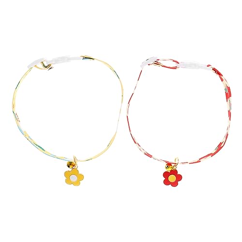 VICASKY 2Stücke Blumenmuster Haustierkragen Verstellbares Katzen Und Hundehalsband Mit Glockendesign Süßes Halzornament Für Haustiere Und Sicher Und Bequem von VICASKY