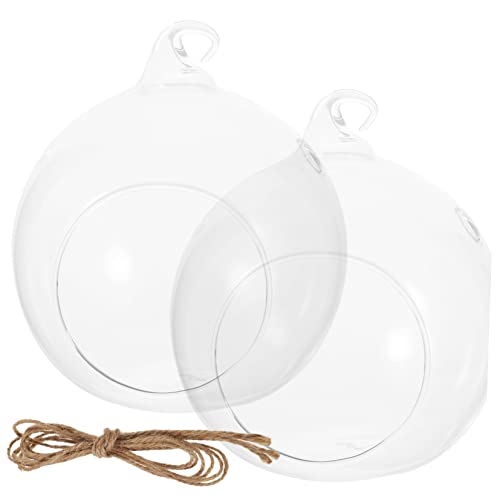 VICASKY 2stücke Hängendes Glas-Terrarium Mit Kugelform Und Großer Öffnung Klar Und Poliert Für Luftpflanzen-Halter Zur Anordnung Von Mikrolandschaften Und Dekoration Im Haushalt von VICASKY