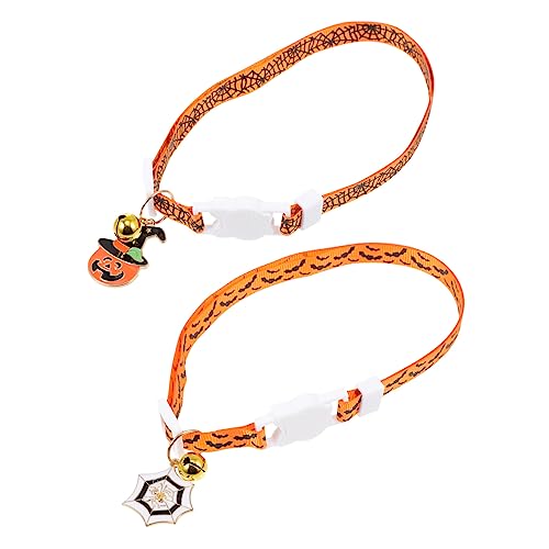 VICASKY 2Stücke Halloween Haustierhalsbänder mit Glocke für Katzen und Hunde Kürbis und Skelettdesign Individuell Teiliges mit Zufälliger Schnallenfarbe VICASKY 2Stücke Halloween Haustierhalsbänder mit Glocke für Katzen und Hunde Kürbis und Skelettdesign Individuell Teiliges mit Zufälliger Schnallenfarbe von VICASKY