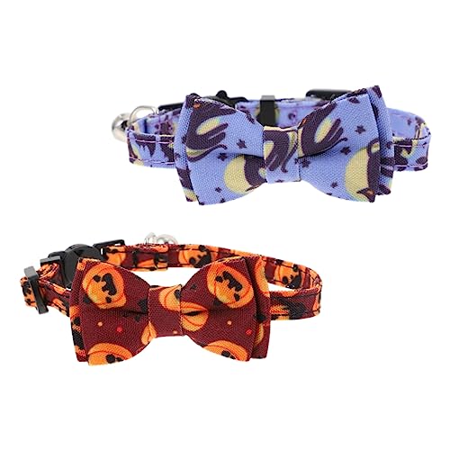 VICASKY 2Stücke Halloween Katzenhalsbänder Verstellbare Haustierkragen mit Glöckchen für Halloween Partys Dekorative Kragen für Katzen Bat VICASKY 2Stücke Halloween Katzenhalsbänder Verstellbare Haustierkragen mit Glöckchen für Halloween Partys Dekorative Kragen für Katzen Bat von VICASKY