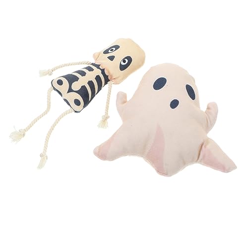 VICASKY 2Stücke Halloween Katzenspielzeug Cartoon Geist Und Schädel Interaktives Plüschspielzeug Für Wohnungskatzen Weiche Und Sichere Materialien Für Drinnen Und Draußen von VICASKY