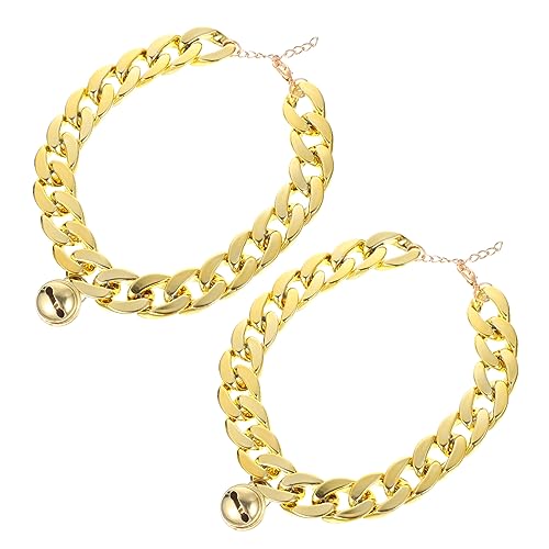 VICASKY 2Stücke Haustier Goldkette Halsband mit Glocke Hundehalskette für Kleine und Mittelgroße für Partys und Anlässe Langlebig Reinigen von VICASKY