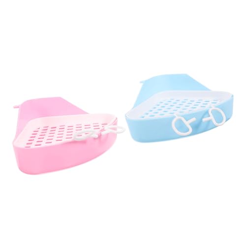 VICASKY 2 Stück Abnehmbare Kunststoff Toiletten für Kleintiere Kaninchen Hamster Frettchen Katzentoilette Auslaufsicher Waschbar mit Gitterrost Design für Haustiertraining von VICASKY