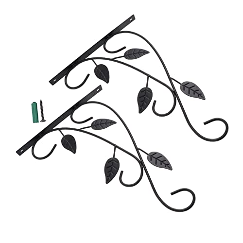 VICASKY Blumenkorbhaken 2 Stück Hängende Pflanzenhalterungen Metall für Innen und Außenbereich Schwarz Robuste Stahlkonstruktion Dekorative Aufhängung für Blumenampeln und Pflanzgefäße von VICASKY