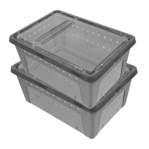 VICASKY 2Stücke Reptilienbox Atmungsaktiver Futterbehälter aus Langlebigem Material für Schlangen Spinnen und Geckos Transparente Zuchtbox mit Belüftung für Optimale Sichtbarkeit VICASKY 2Stücke Reptilienbox Atmungsaktiver Futterbehälter aus Langlebigem Material für Schlangen Spinnen und Geckos Transparente Zuchtbox mit Belüftung für Optimale Sichtbarkeit von VICASKY