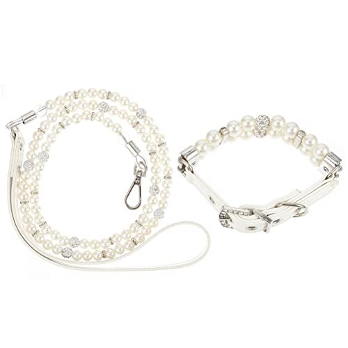 VICASKY 2Stücke Verstellbares Hundeperlen Halsband und Leine für Kleine Mittlere und Große Bequem für Fotoshootings Partys und Tägliche von VICASKY